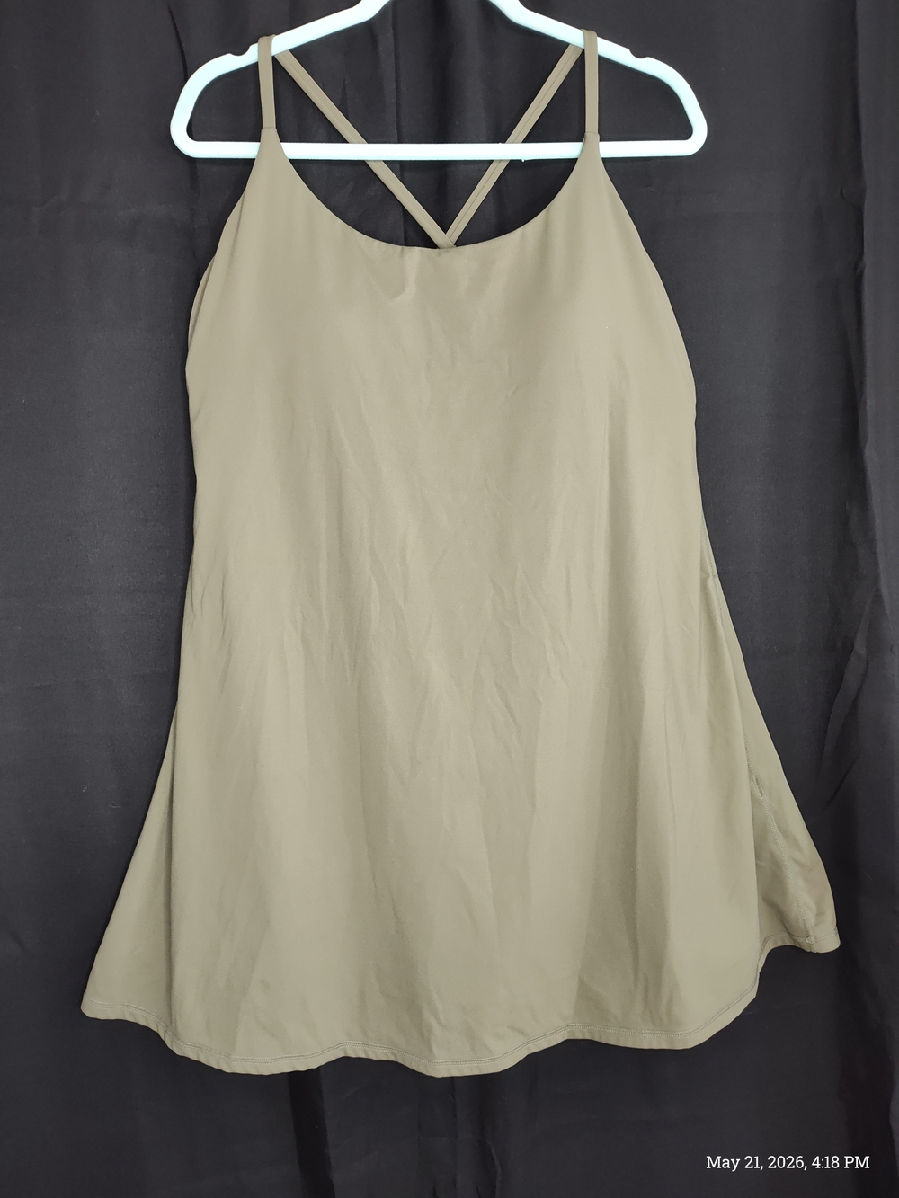 HALARA XL Built-in Bra N Shorts W/ Pickets Olive Cross Mini Tennis Dress - Picture 3 of 15
